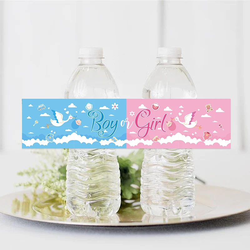 24pcs Water Bottle Stickers Gender Reveal Baby Shower Party Decoration