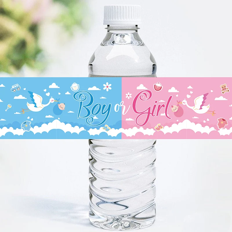 24pcs Water Bottle Stickers Gender Reveal Baby Shower Party Decoration