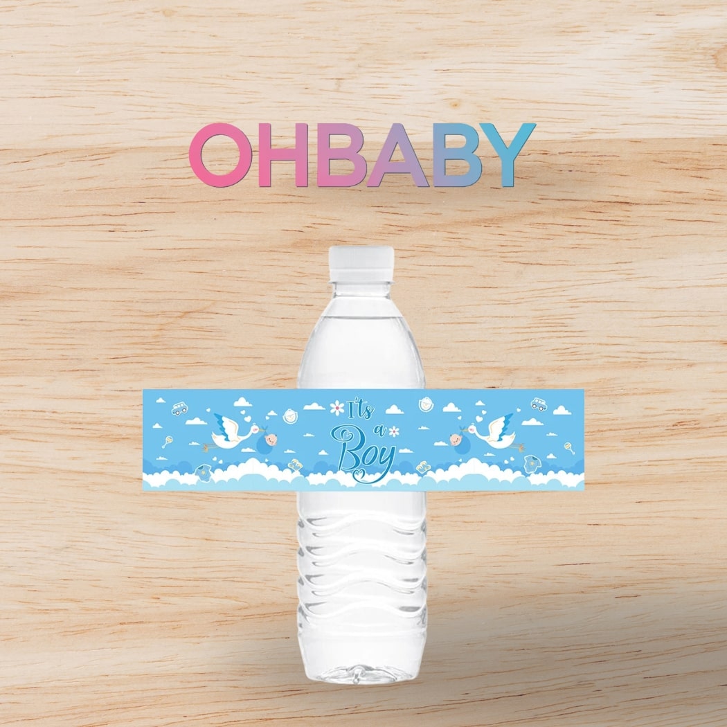 24pcs Water Bottle Stickers Gender Reveal Baby Shower Party Decoration