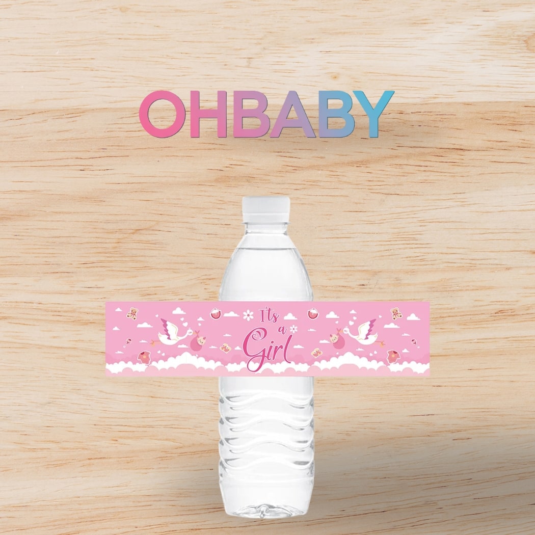 24pcs Water Bottle Stickers Gender Reveal Baby Shower Party Decoration