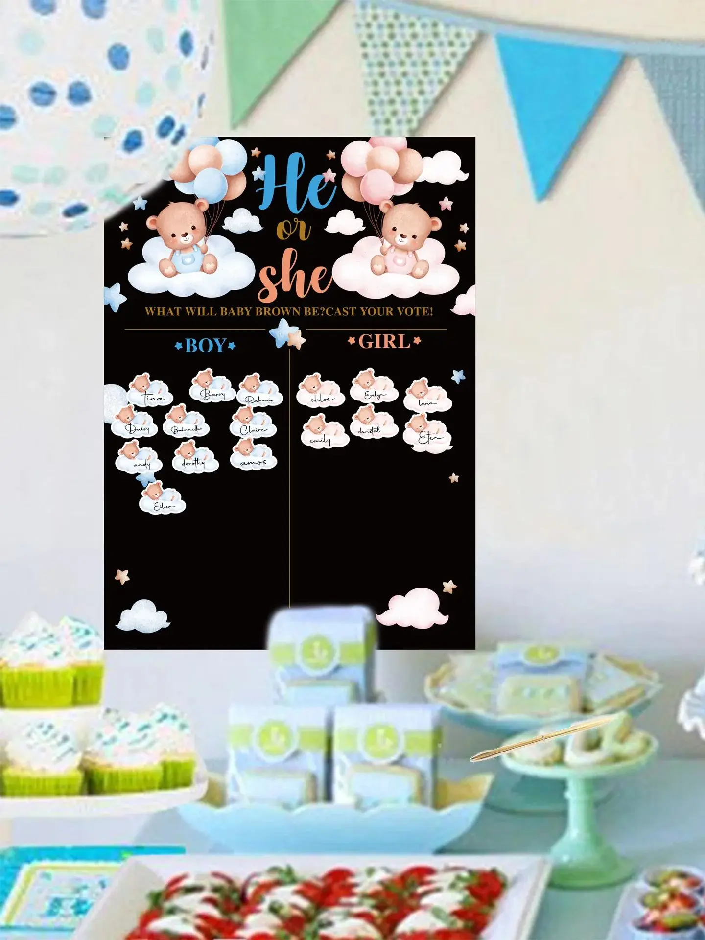 Gender Reveals Party Babys Secret Team Game Card Baby Shower Birthday Party DECORATION